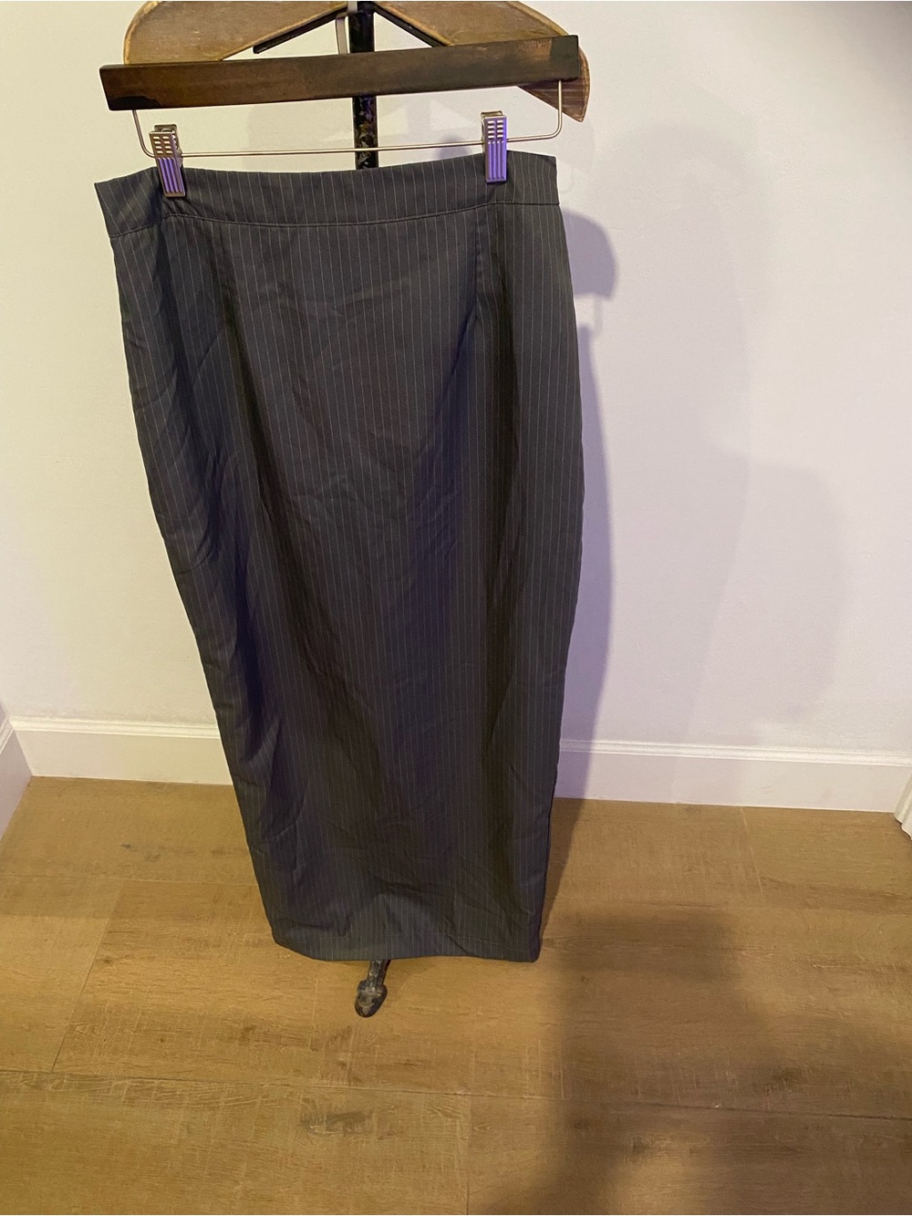 Boohoo Navy Pinstripe Midi Skirt